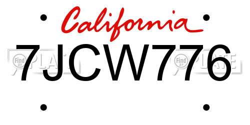 7JCW776 California License Plate
