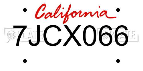 7JCX066 California License Plate