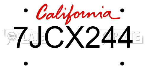 7JCX244 California License Plate