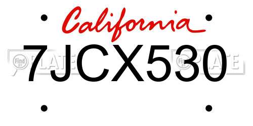 7JCX530 California License Plate