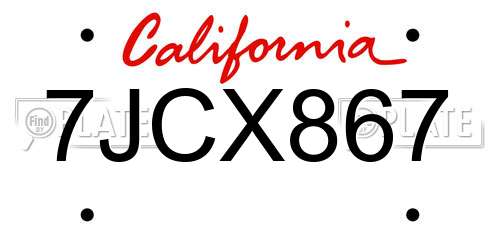 7JCX867 California License Plate