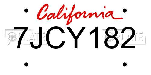 7JCY182 California License Plate