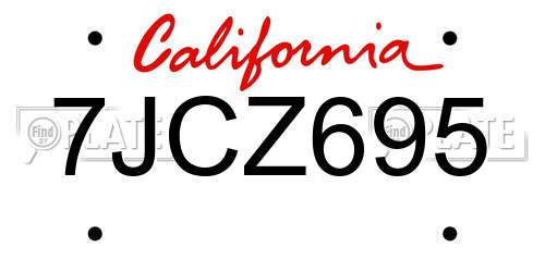 7JCZ695 California License Plate