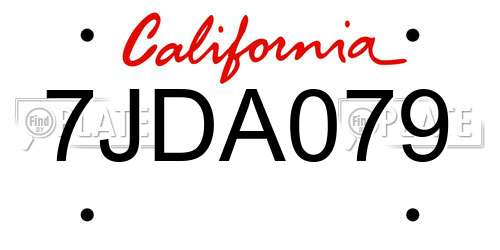 7JDA079 California License Plate