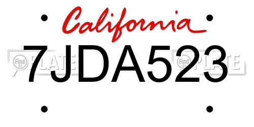 7JDA523 California License Plate