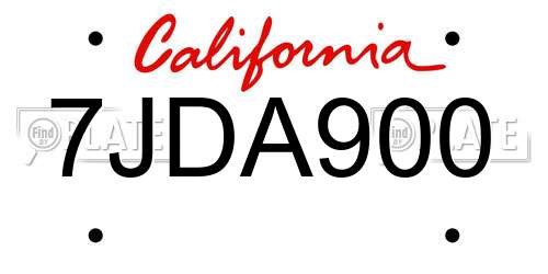 7JDA900 California License Plate