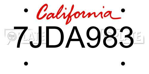 7JDA983 California License Plate