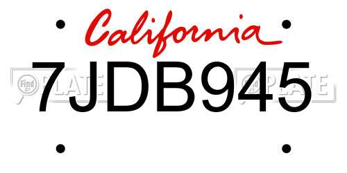 7JDB945 California License Plate