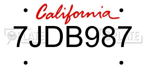 7JDB987 California License Plate