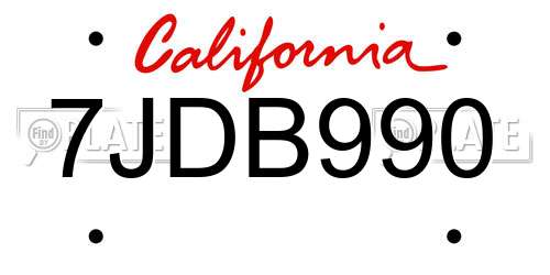 7JDB990 California License Plate