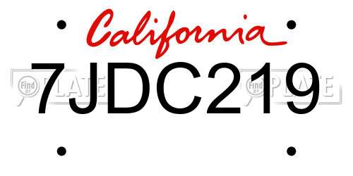 7JDC219 California License Plate