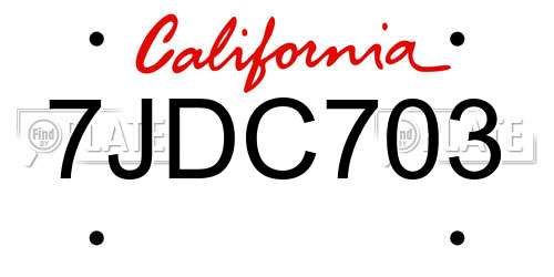 7JDC703 California License Plate