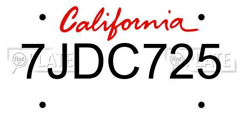 7JDC725 California License Plate