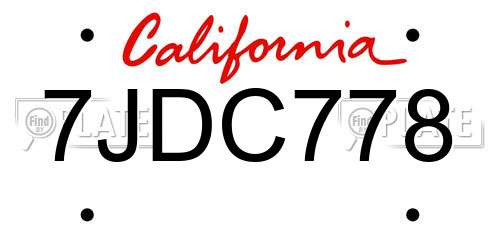 7JDC778 California License Plate
