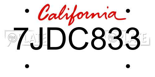 7JDC833 California License Plate