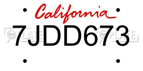 7JDD673 California License Plate