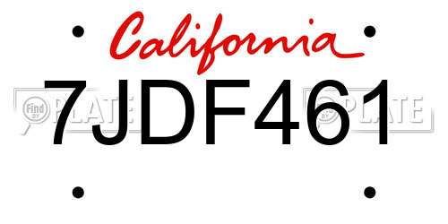 7JDF461 California License Plate