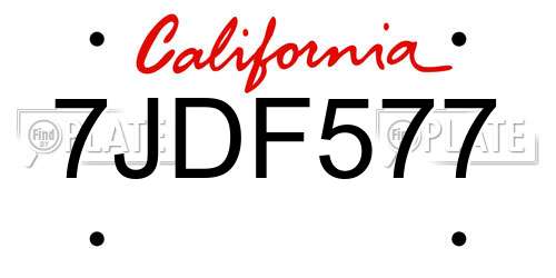7JDF577 California License Plate