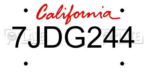 7JDG244 California License Plate