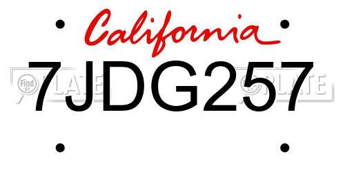 7JDG257 California License Plate