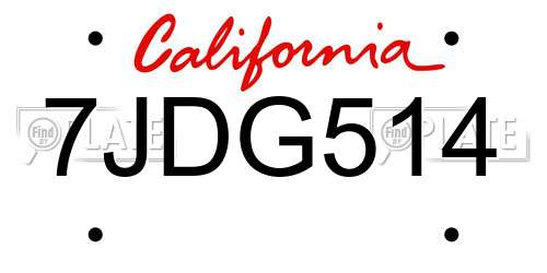 7JDG514 California License Plate