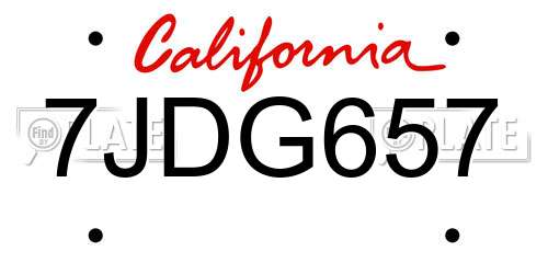 7JDG657 California License Plate