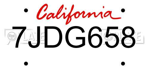 7JDG658 California License Plate