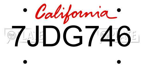 7JDG746 California License Plate