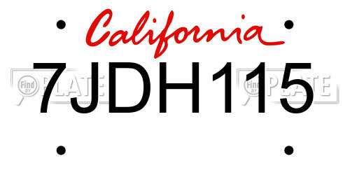 7JDH115 California License Plate