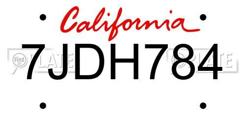7JDH784 California License Plate