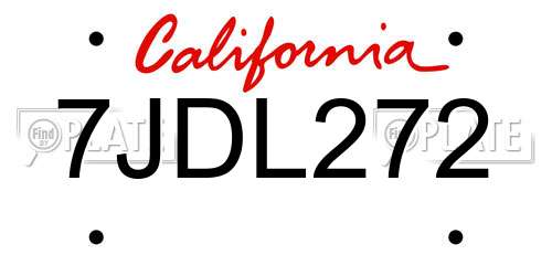 7JDL272 California License Plate