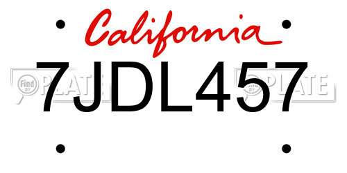 7JDL457 California License Plate