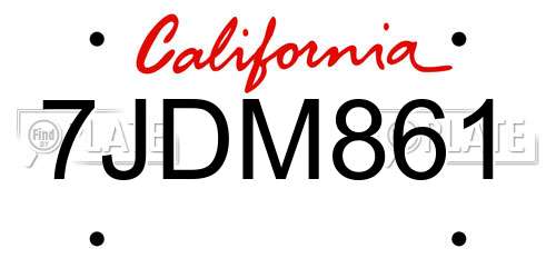 7JDM861 California License Plate