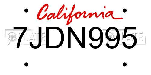7JDN995 California License Plate