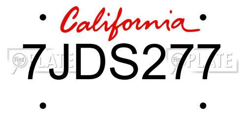7JDS277 California License Plate