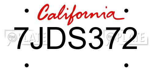 7JDS372 California License Plate