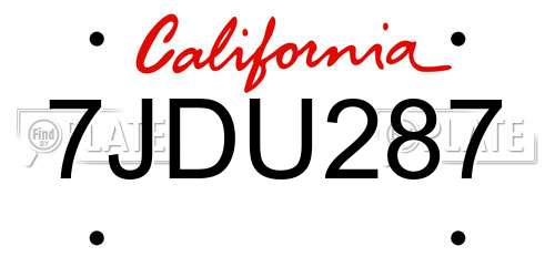 7JDU287 California License Plate