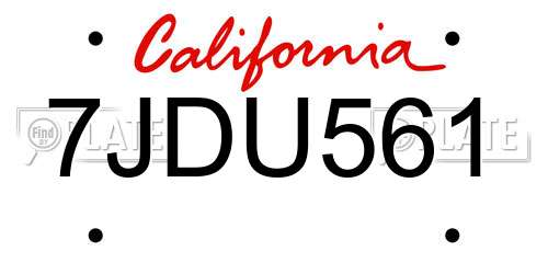 7JDU561 California License Plate