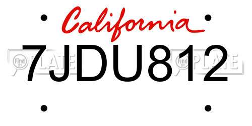 7JDU812 California License Plate