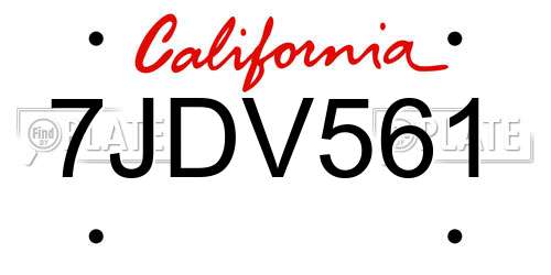 7JDV561 California License Plate