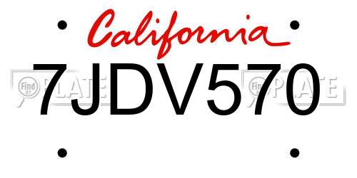 7JDV570 California License Plate