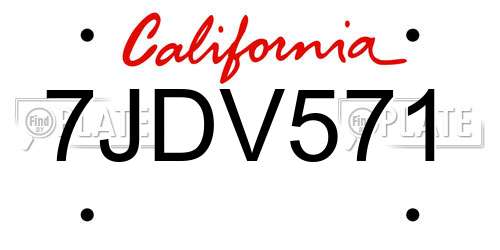 7JDV571 California License Plate