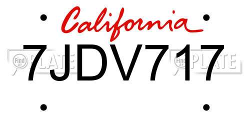 7JDV717 California License Plate