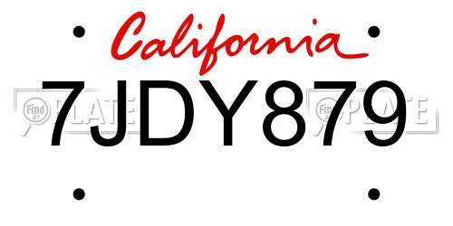 7JDY879 California License Plate