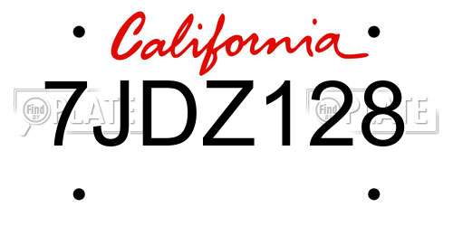 7JDZ128 California License Plate