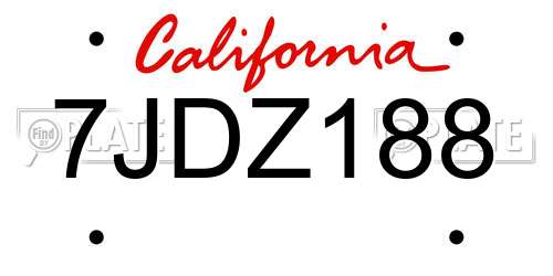 7JDZ188 California License Plate