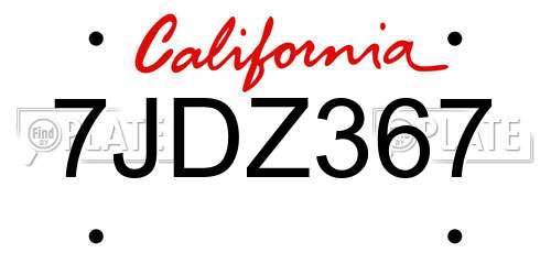 7JDZ367 California License Plate
