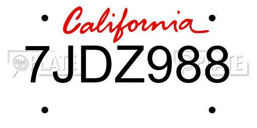 7JDZ988 California License Plate
