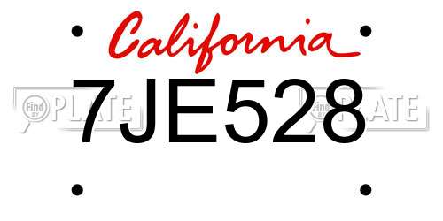 7JE528 California License Plate