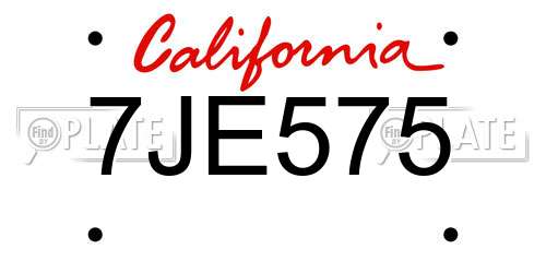 7JE575 California License Plate